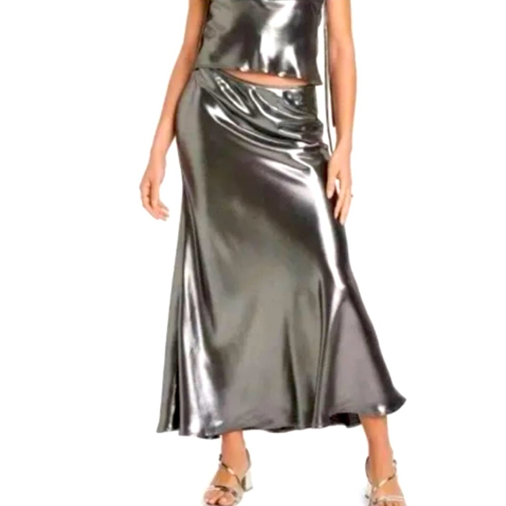 Wild Fable Shimmering Silver Maxi Skirt